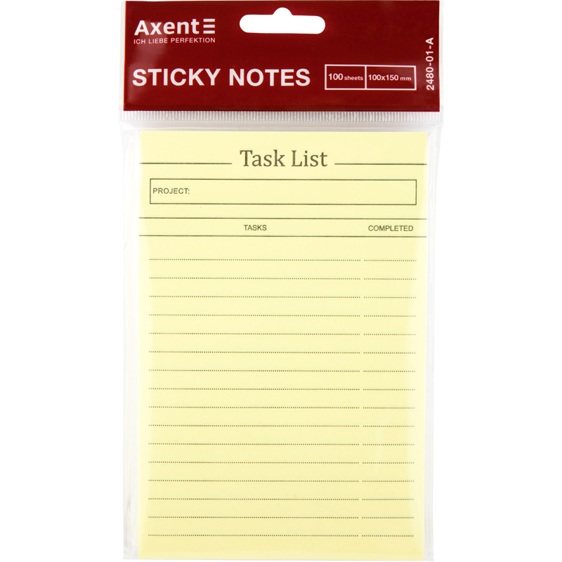 Блок паперу з клейким шаром Axent Task list 2480-01-A 100x150 мм, 100 аркушів